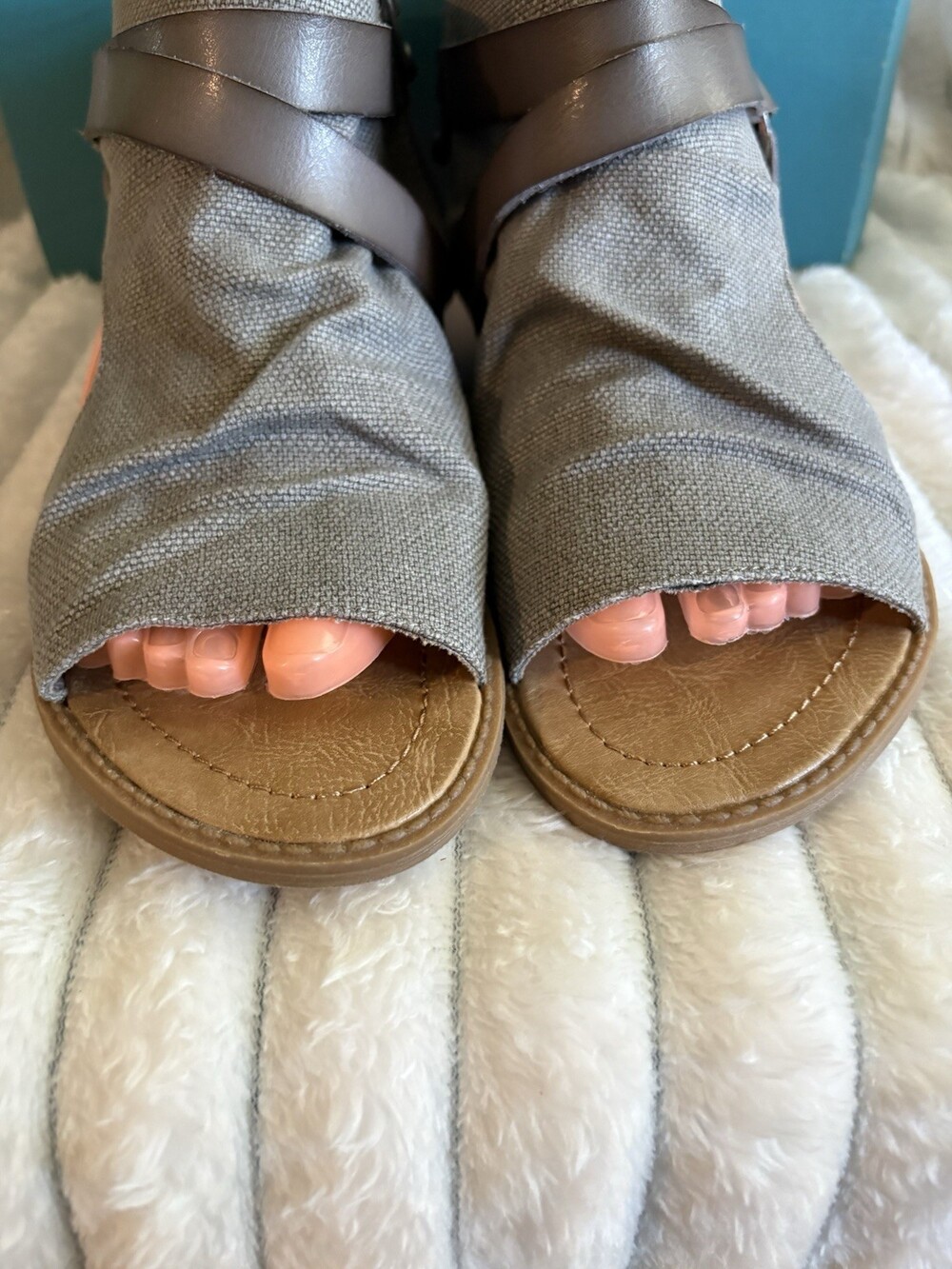 Blowfish Malibu Badey Women's 9.5 Gray Rancher Canvas Side Zip Sandals - Picture 5 of 8
